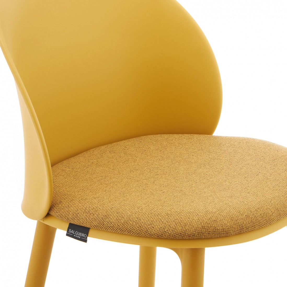 Stella yellow polypropylene chair with cushioned seat