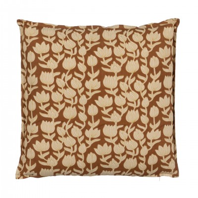 Cushion 641 in cotton with terracotta floral pattern 50 x 50 cm