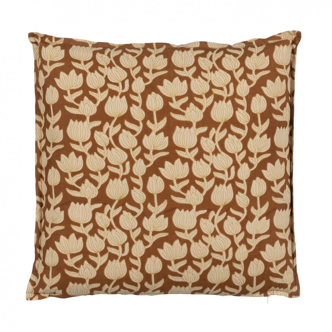 Almofada 641 em algod�o com padr�o floral terracota 50 x 50 cm