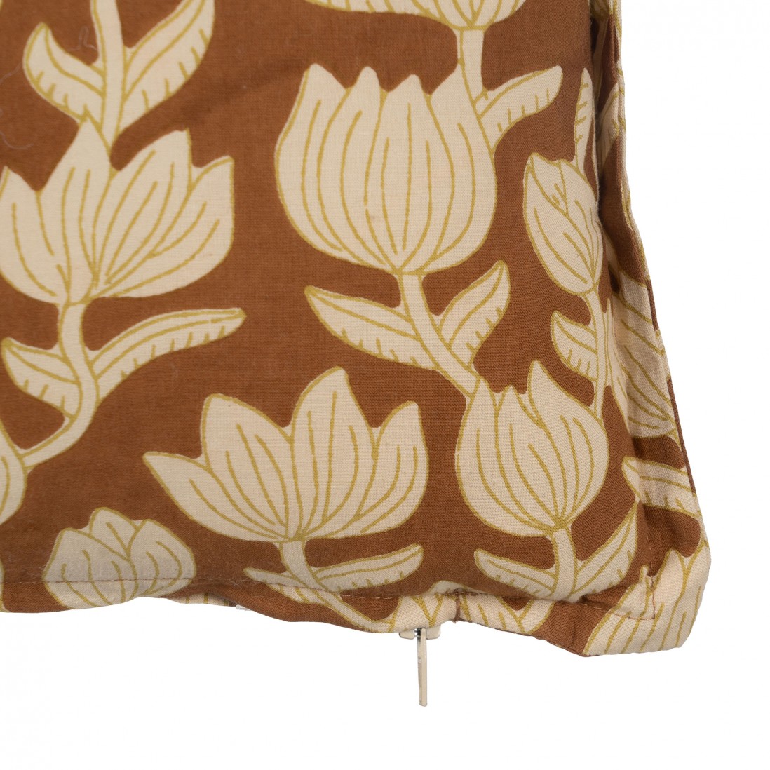 Almofada 641 em algod�o com padr�o floral terracota 50 x 50 cm