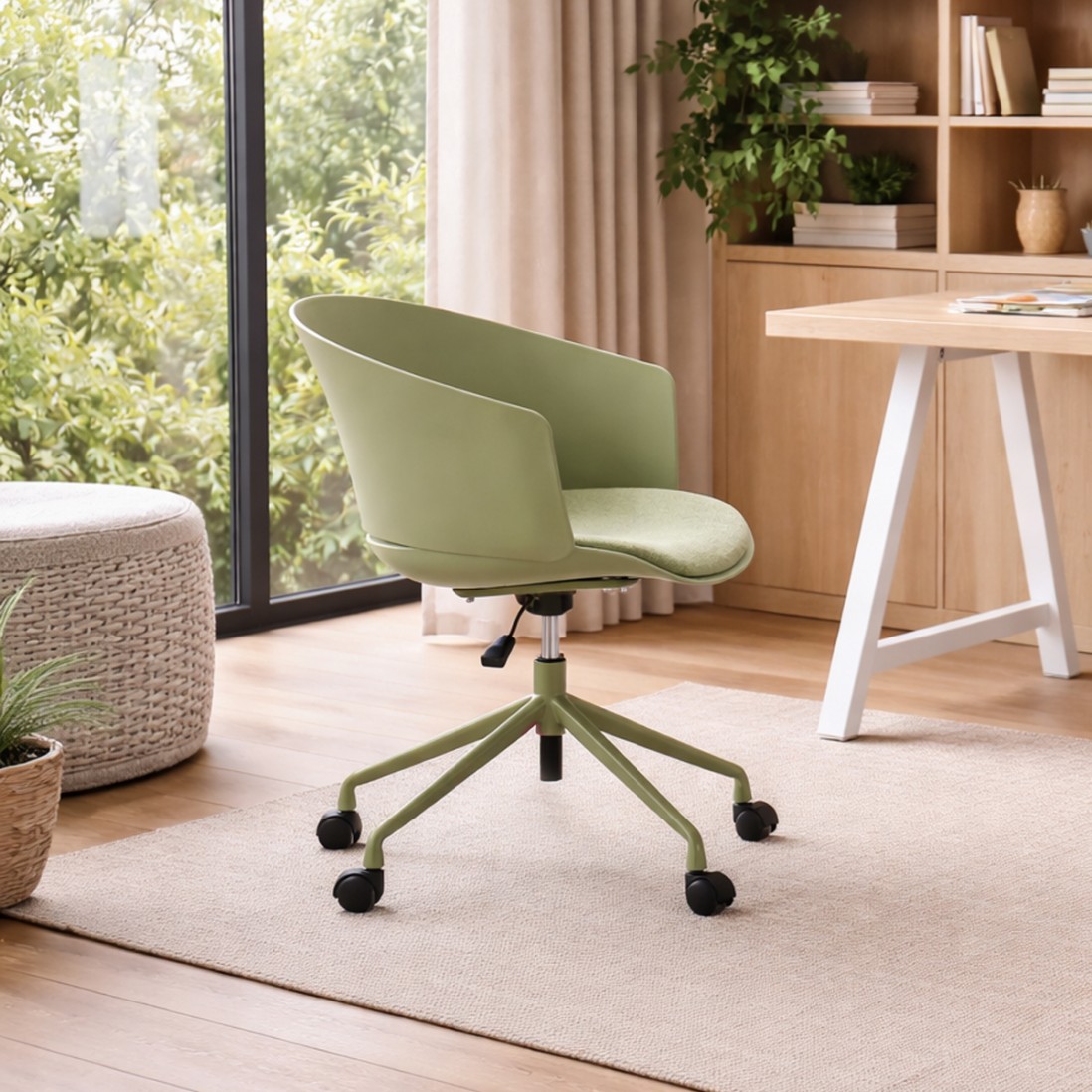 Adda green office chair with metal legs
