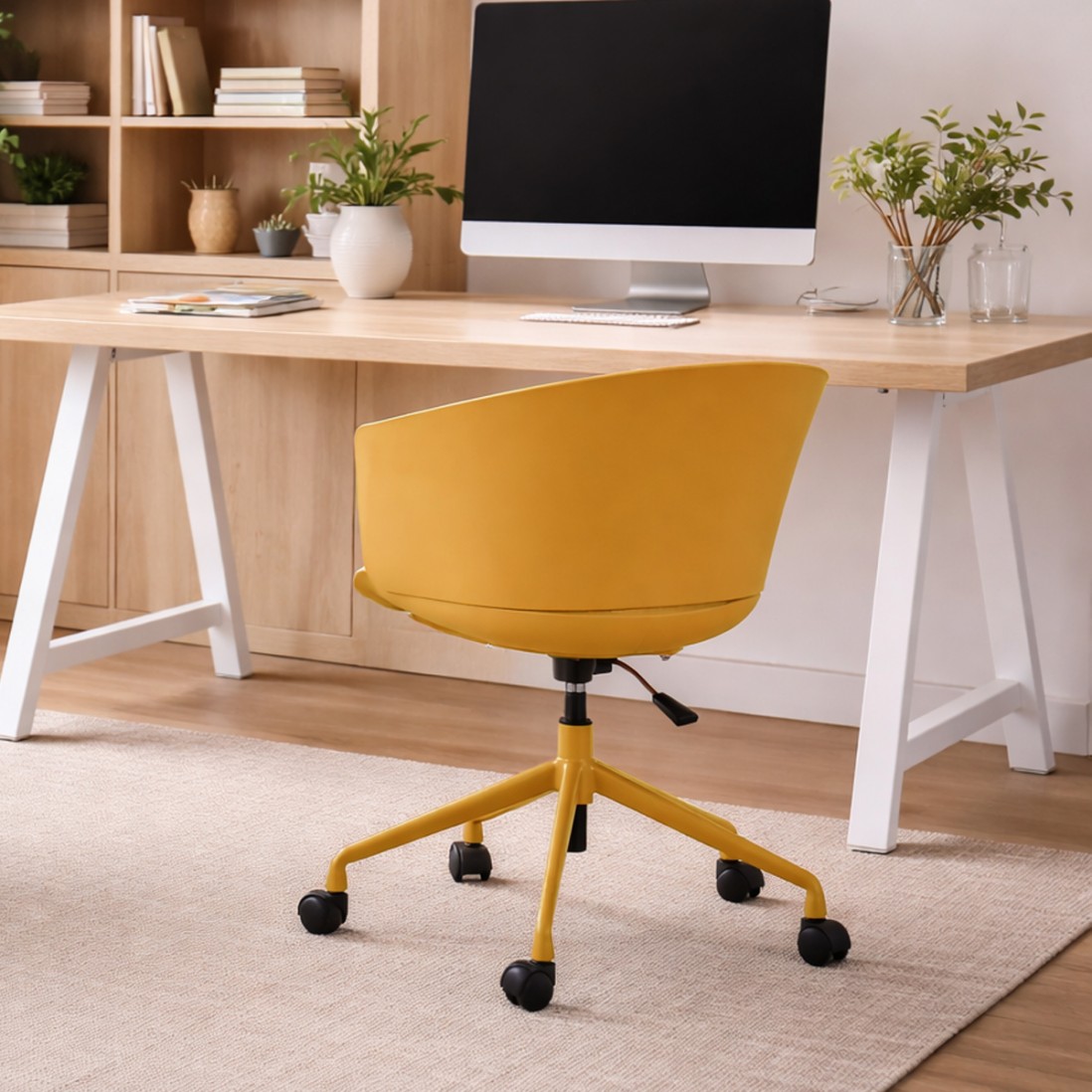Adda yellow office chair with metal legs