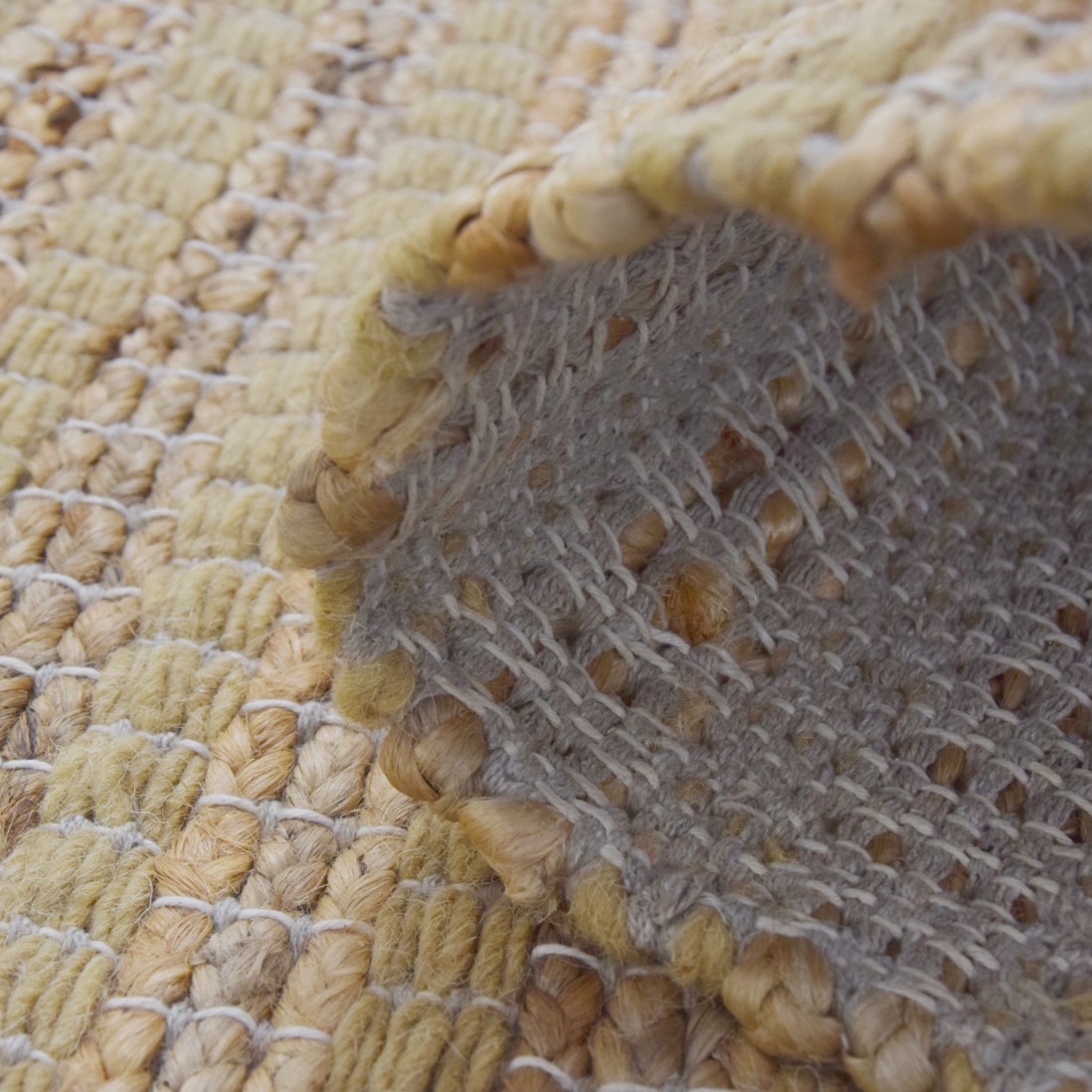 Area Rug Natural Jute in jute and wool beige color 002