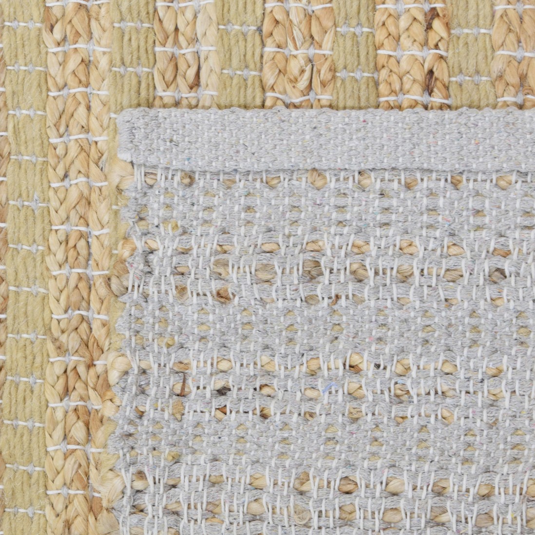 Area Rug Natural Jute in jute and wool beige color 002