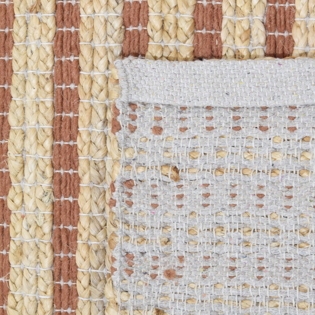 Area Rug Natural Jute in jute and wool rust color 192