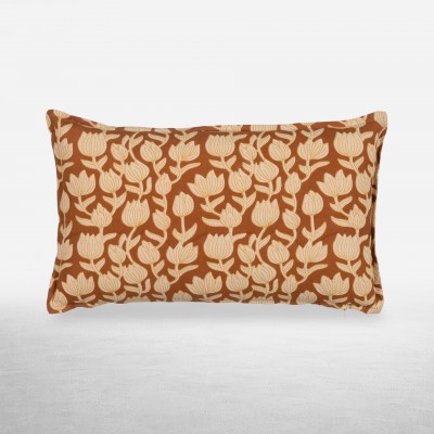 Cushion 640 in cotton with terracotta floral pattern 30 x 50 cm