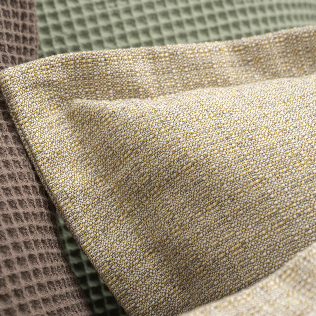 Lanka double bed bedspread yellow with plain faux pattern