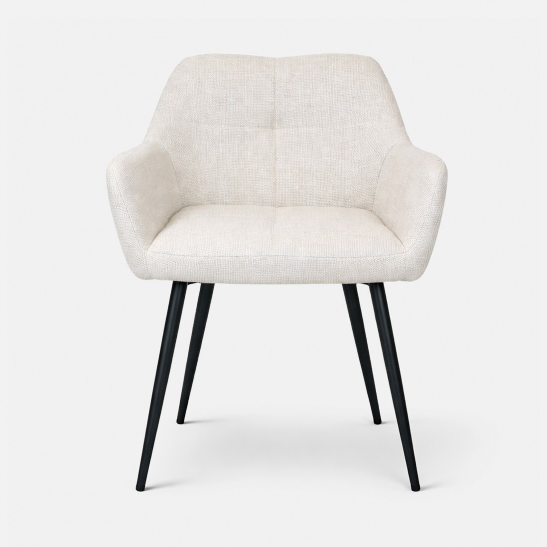 Narbona chair cream lined fabric and black metal legs