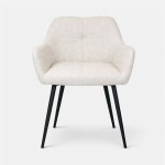 Narbona chair cream lined fabric and black metal legs
