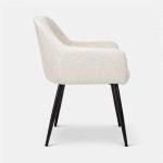 Narbona chair cream lined fabric and black metal legs
