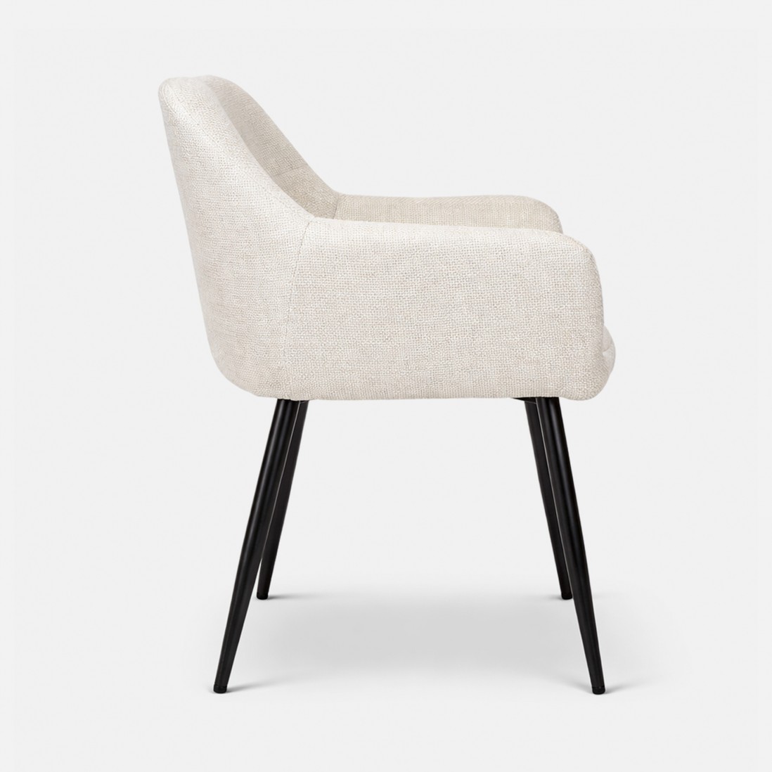Narbona chair cream lined fabric and black metal legs