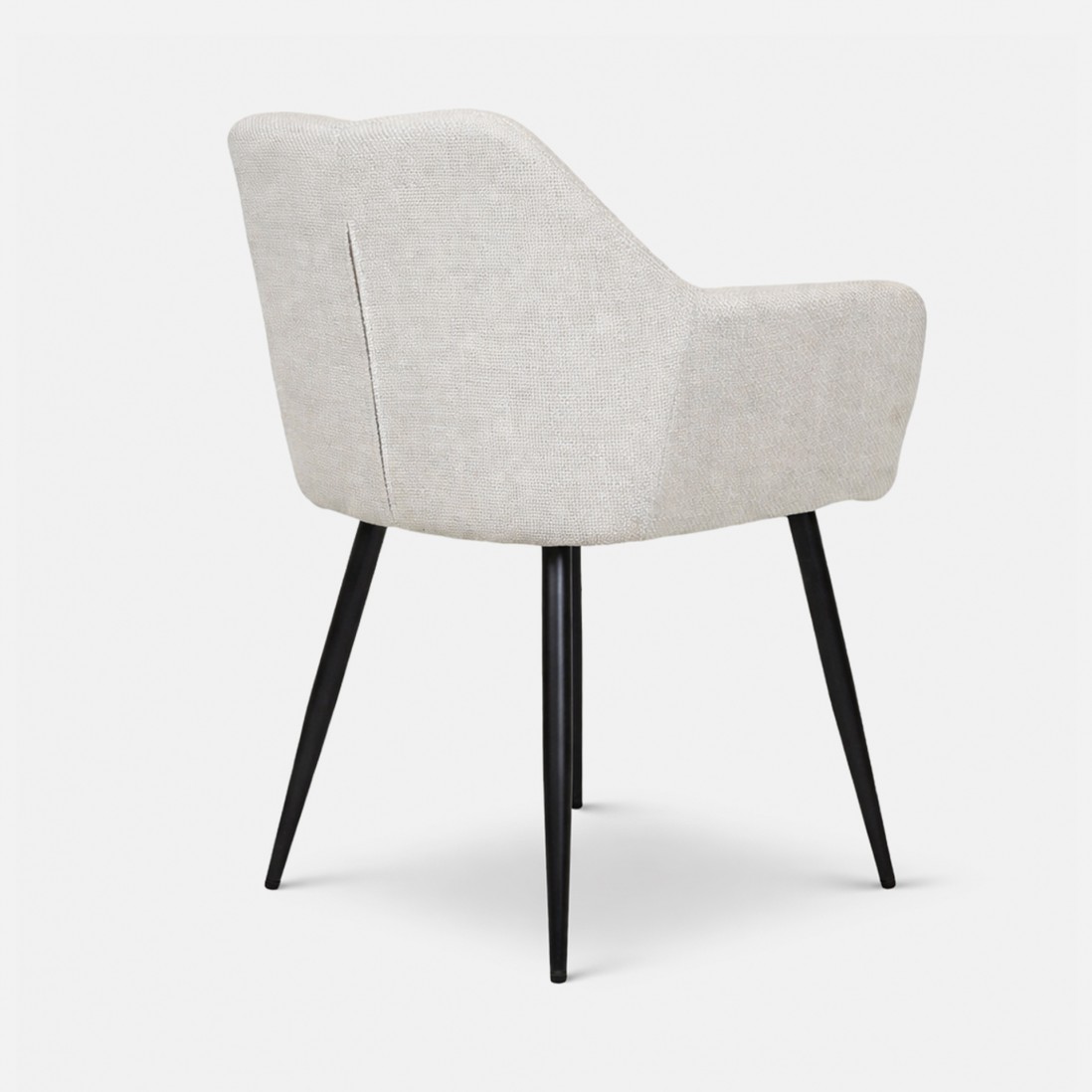 Narbona chair cream lined fabric and black metal legs