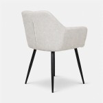 Narbona chair cream lined fabric and black metal legs