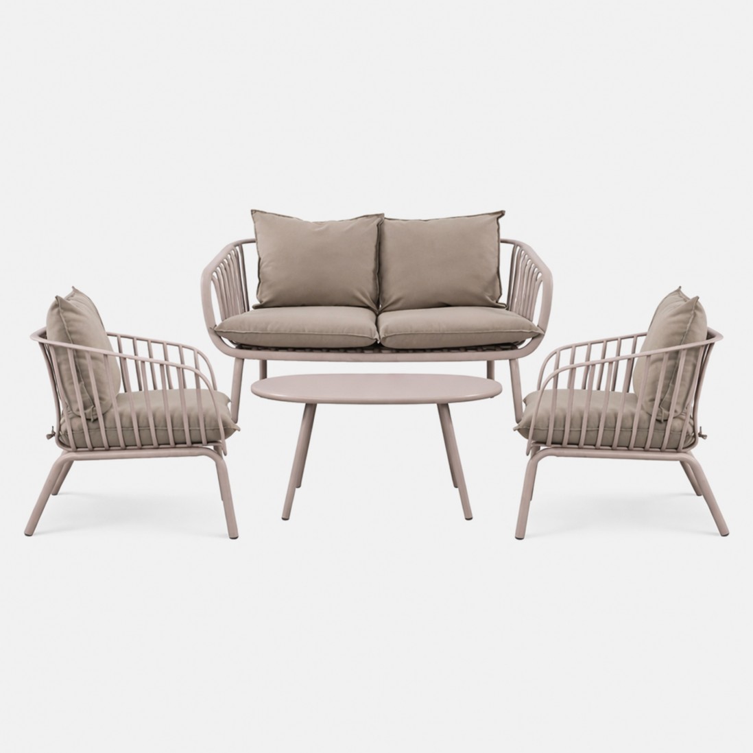 Piave garden set with 2 seater sofa + 2 armchairs and gray coffee table