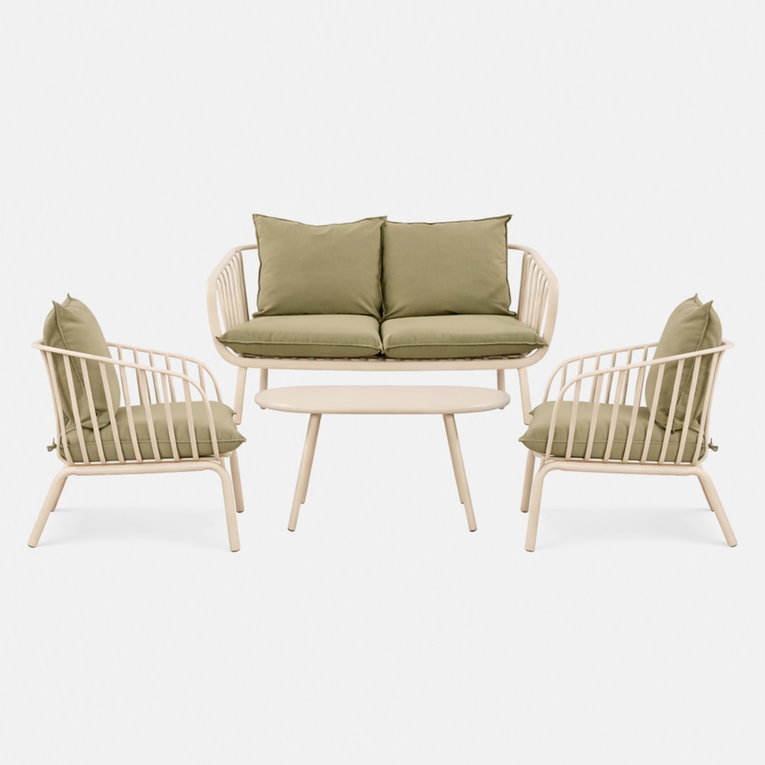 Piave garden set with 2 seater sofa + 2 armchairs and cream coffee table