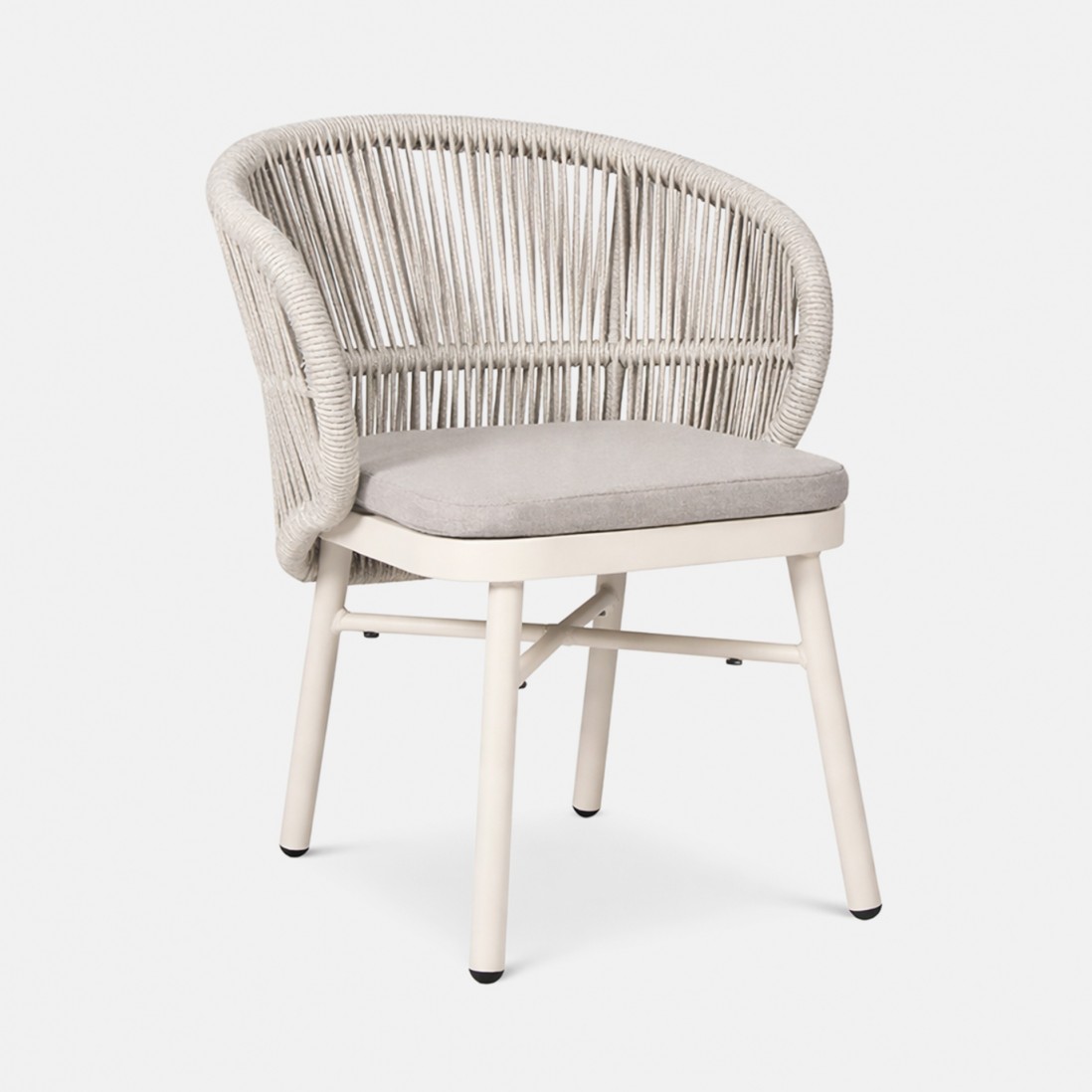 Trebbia light gray stackable outdoor chair in rope and aluminum