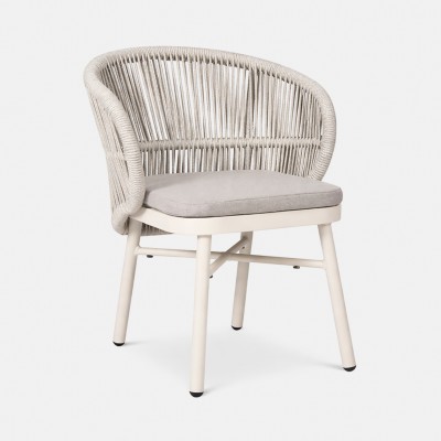 Trebbia light gray stackable outdoor chair in rope and aluminum Trebbia light gray stackable outdoor chair in rope and aluminum