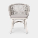Trebbia light gray stackable outdoor chair in rope and aluminum