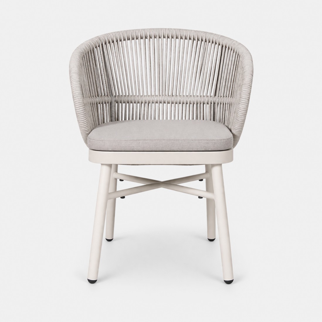 Trebbia light gray stackable outdoor chair in rope and aluminum
