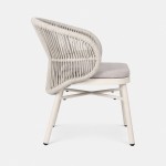 Trebbia light gray stackable outdoor chair in rope and aluminum