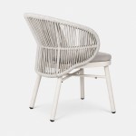 Trebbia light gray stackable outdoor chair in rope and aluminum