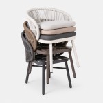 Trebbia light gray stackable outdoor chair in rope and aluminum