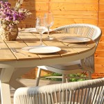 Liri round outdoor dining table in aluminum and polywood �140 cm