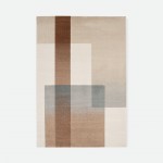 Geometric area rug Corfu 57706 in beige brown and blue