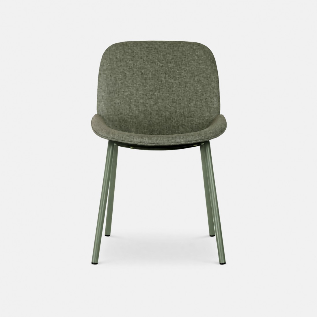 Velino chair in green fabric with steel legs finished in green