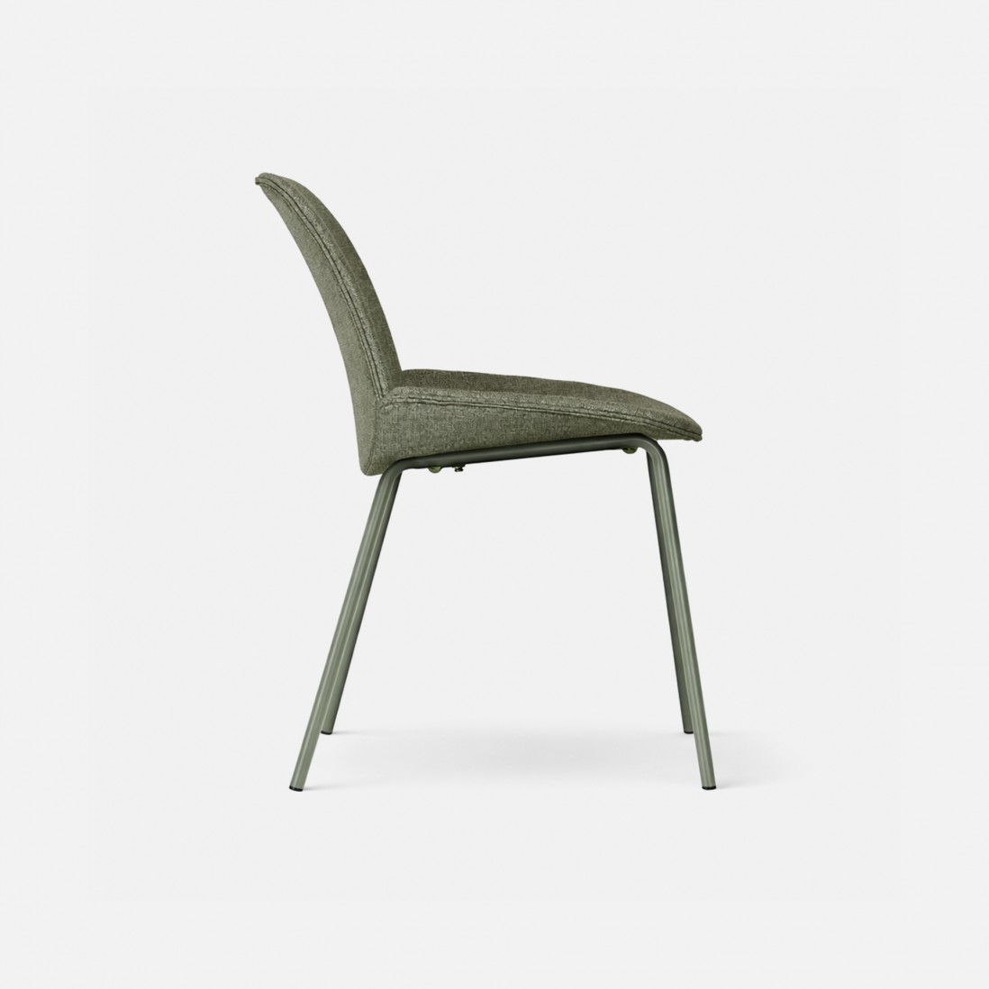Velino chair in green fabric with steel legs finished in green