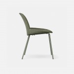 Velino chair in green fabric with steel legs finished in green