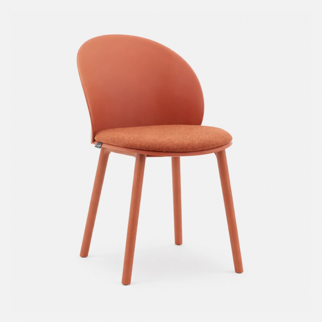 Stella orange polypropylene chair with cushioned seat