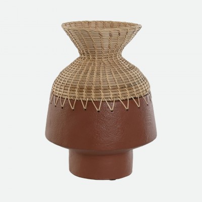 Jar 013 in terracotta and raffia 35 cm