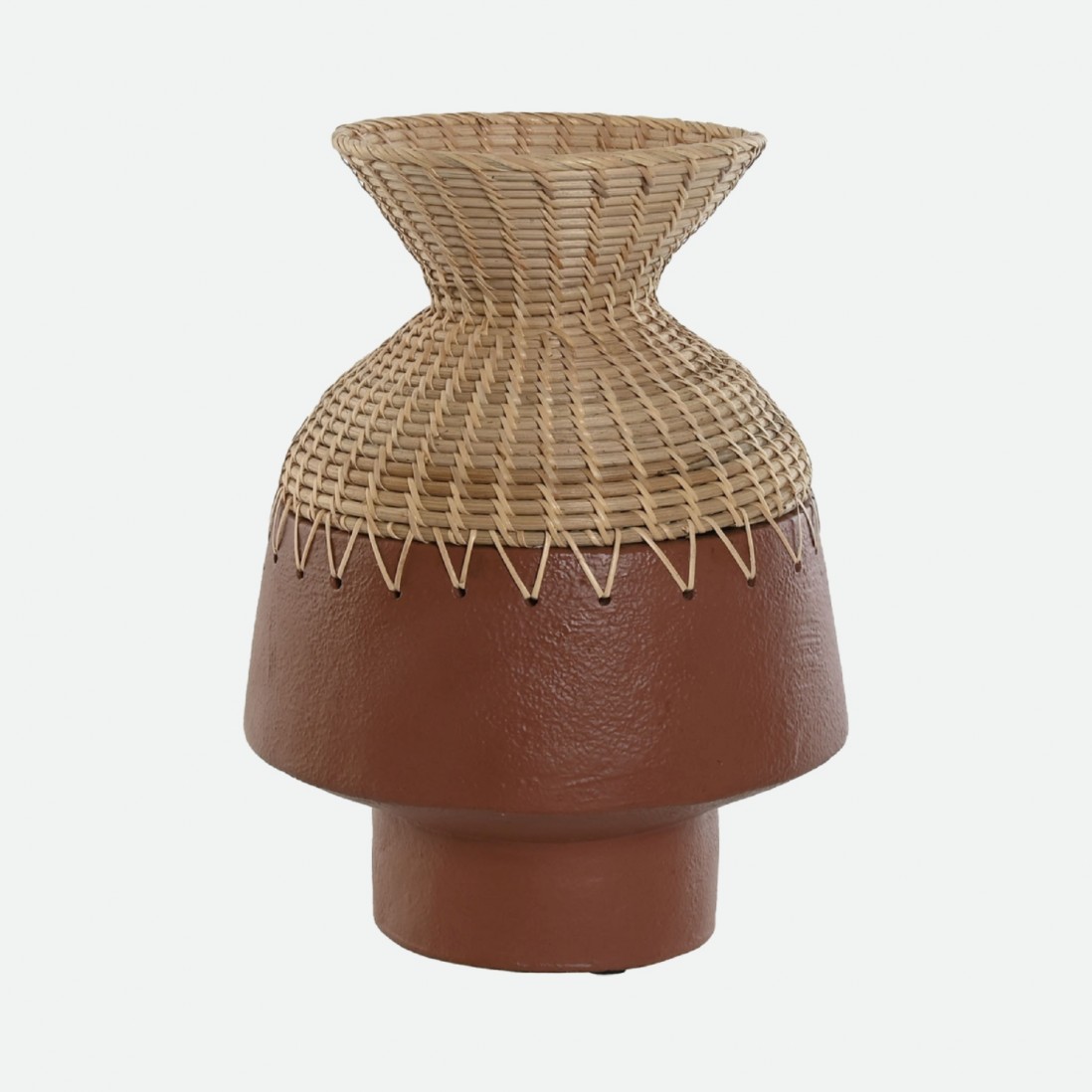 Jar 013 in terracotta and raffia 35 cm