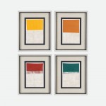 Abstract painting 053 hand painted yellow 44 x 54 cm