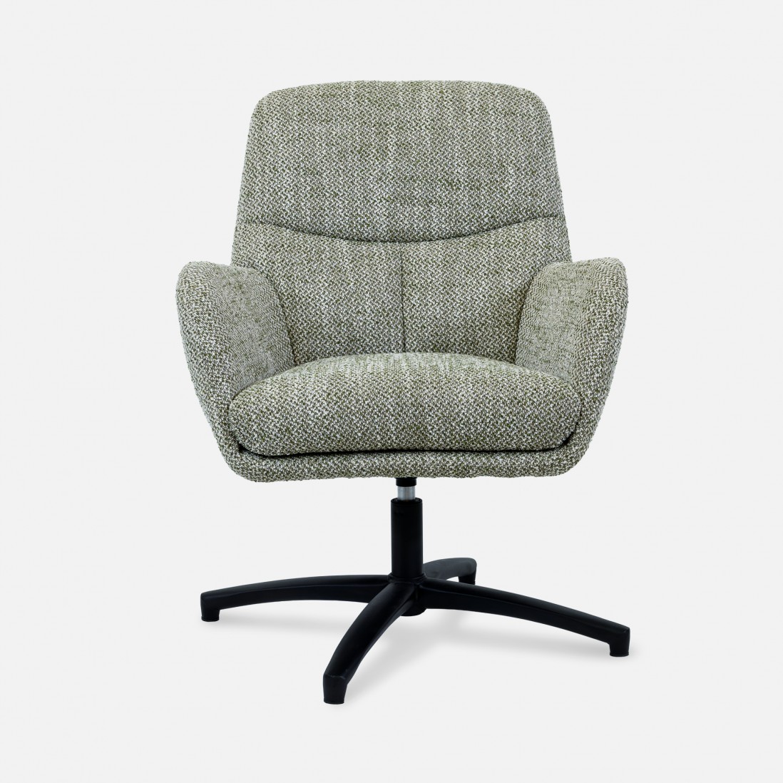 Drava swivel armchair in green chenille