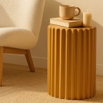 Round side table Zuri mustard yellow in ceramic �33 cm