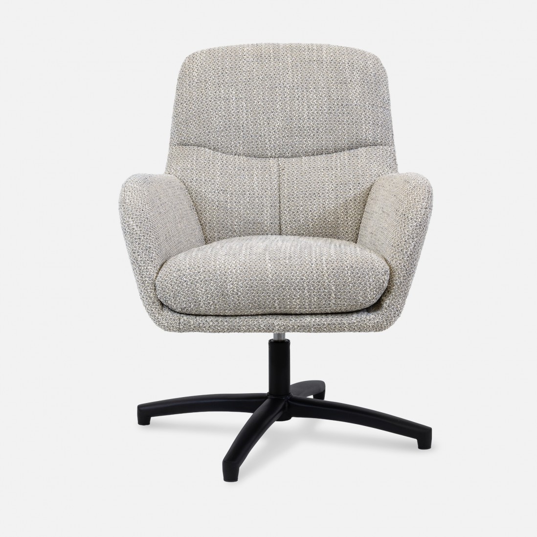 Drava swivel armchair in gray chenille