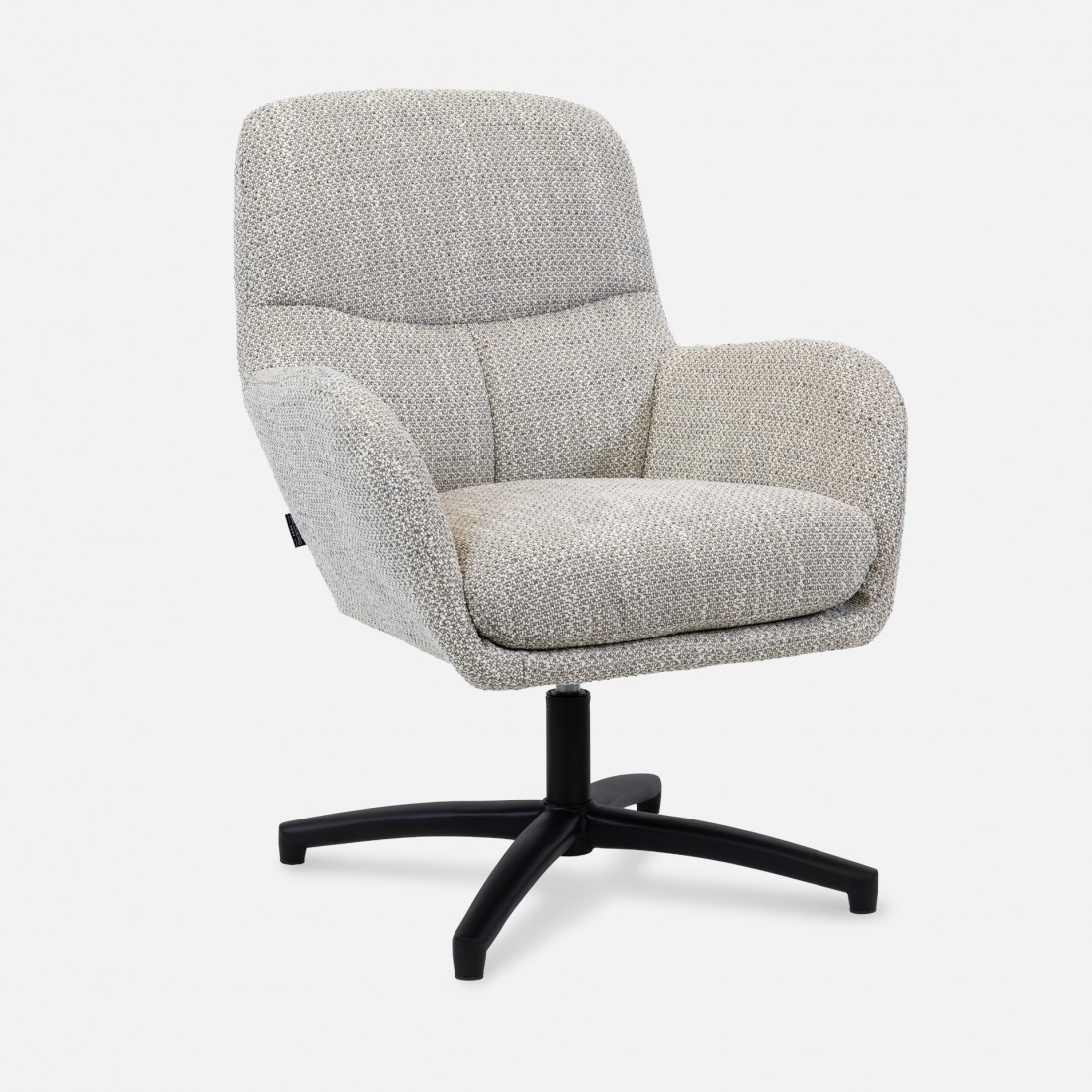 Drava swivel armchair in gray chenille