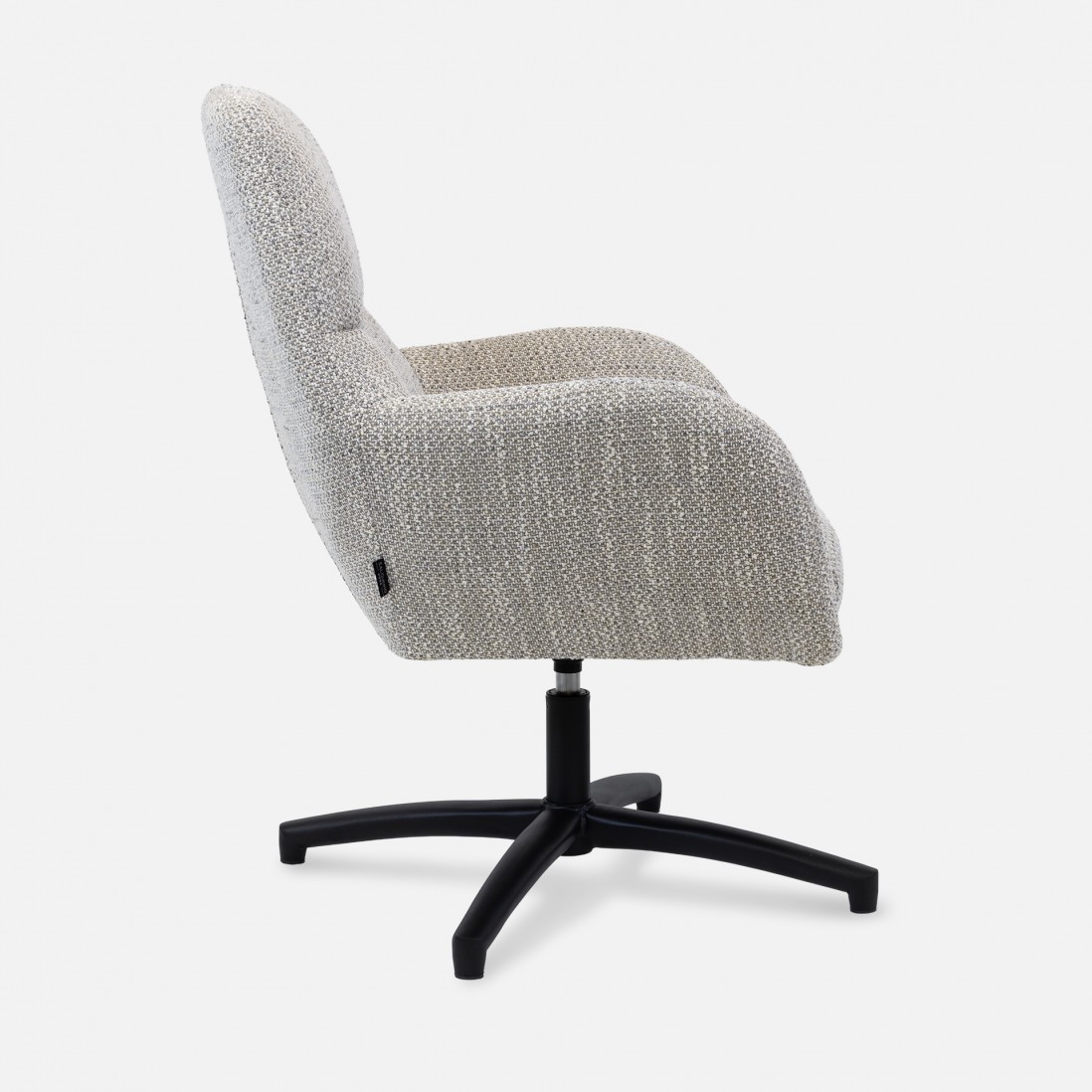 Drava swivel armchair in gray chenille