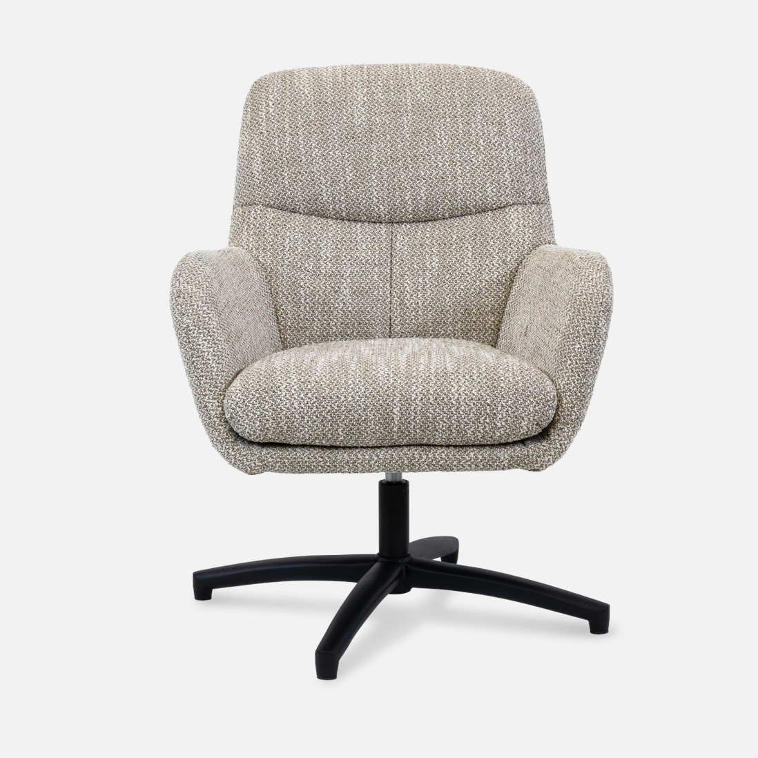 Drava swivel armchair in beige chenille