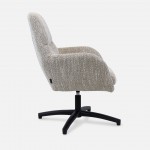 Drava swivel armchair in beige chenille