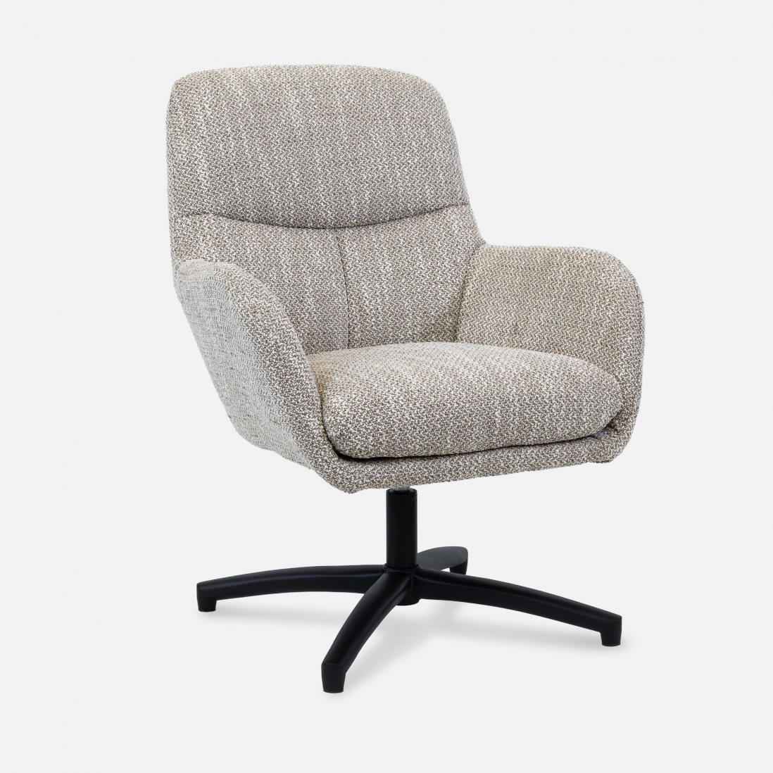 Drava swivel armchair in beige chenille