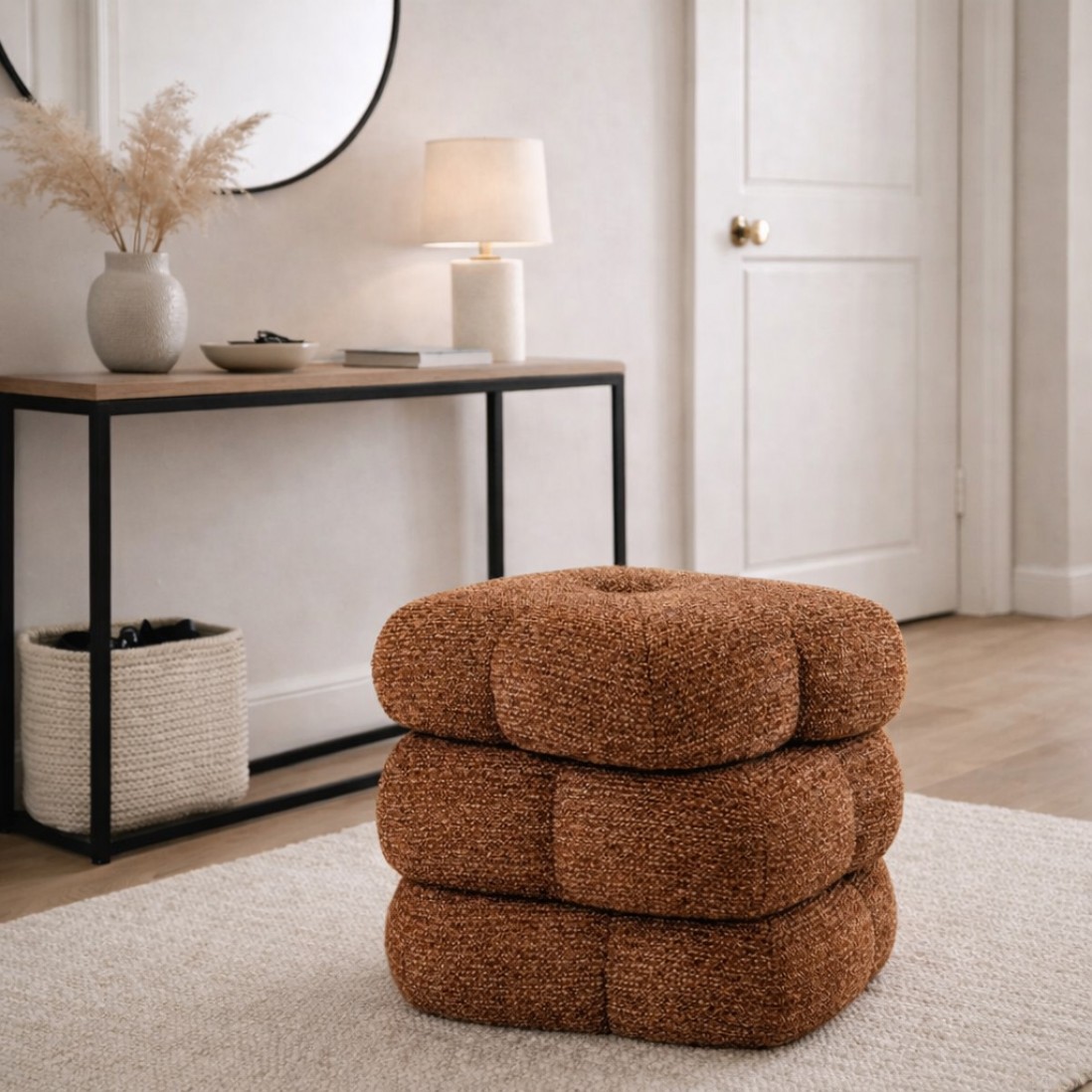 Taloro Swivel pouf terracotta chenille