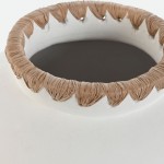 Handmade white jar 213870G in terracotta and raffia