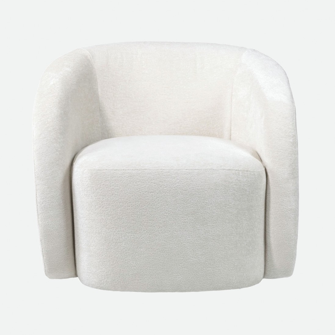 Swivel armchair Baltea in cream chenille