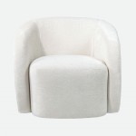 Swivel armchair Baltea in cream chenille