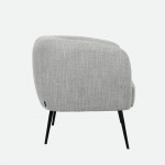 Calcinara armchair in gray chenille with black metal legs