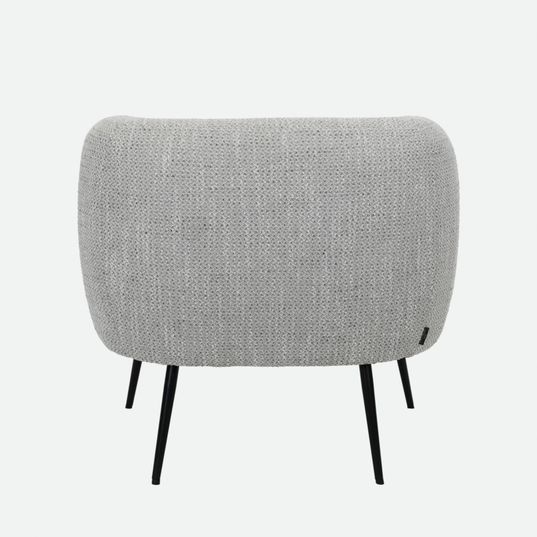 Calcinara armchair in gray chenille with black metal legs