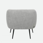 Calcinara armchair in gray chenille with black metal legs